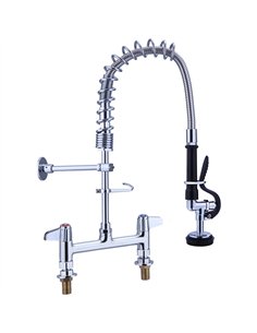 8&quot Desk Mount Mixing Faucet with 8&quot Riser &amp 18&quot Flexible Hose Chrome Plated Brass | Stalwart DA-EQ7805A