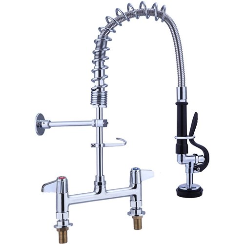8&quot Desk Mount Mixing Faucet with 8&quot Riser &amp 18&quot Flexible Hose Chrome Plated Brass | Stalwart DA-EQ7805A