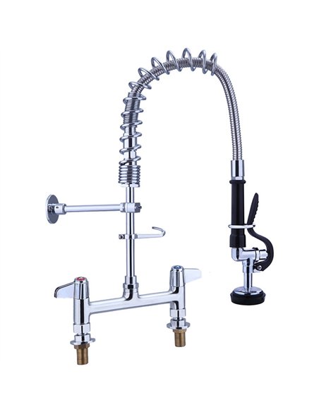 8&quot Desk Mount Mixing Faucet with 8&quot Riser &amp 18&quot Flexible Hose Chrome Plated Brass | Stalwart DA-EQ7805A