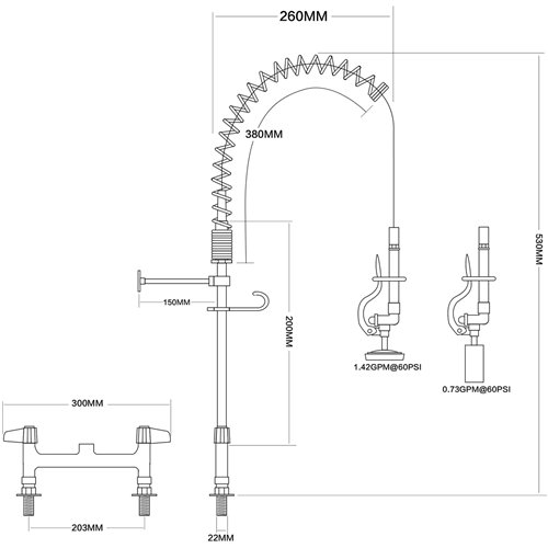8&quot Desk Mount Mixing Faucet with 8&quot Riser &amp 18&quot Flexible Hose Chrome Plated Brass | Stalwart DA-EQ7805A
