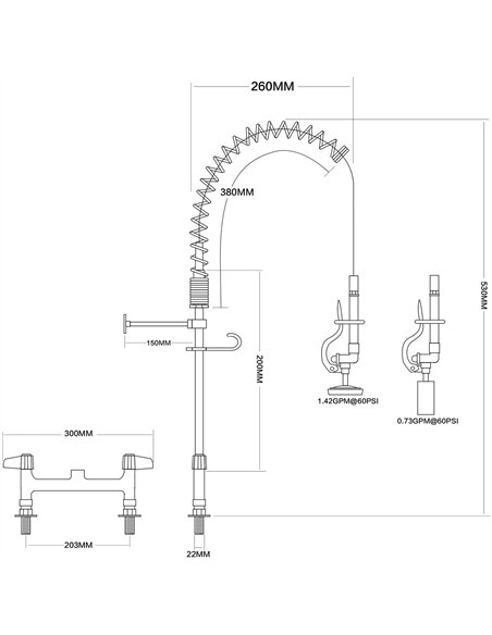 8&quot Desk Mount Mixing Faucet with 8&quot Riser &amp 18&quot Flexible Hose Chrome Plated Brass | Stalwart DA-EQ7805A