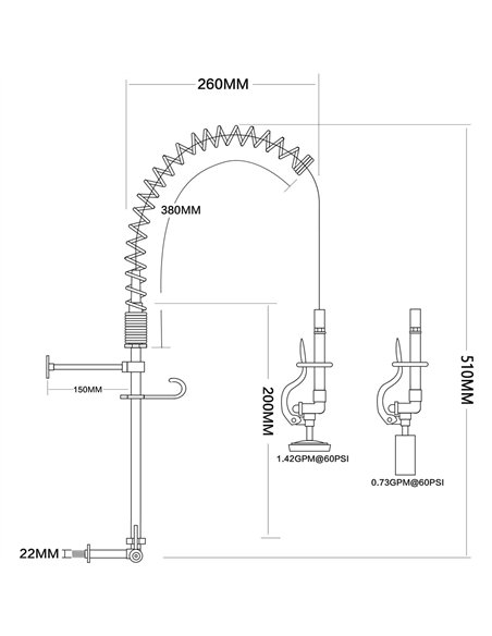 8&quot Desk Mount Mixing Faucet with 8&quot Riser &amp 18&quot Flexible Hose Chrome Plated Brass | Stalwart DA-EQ7810A
