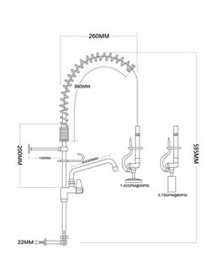 8" Desk Mount Mixing Faucet with 8" Riser & 18" Flexible Hose & 8" Swing Nozzle Hose Chrome Plated Brass | 2