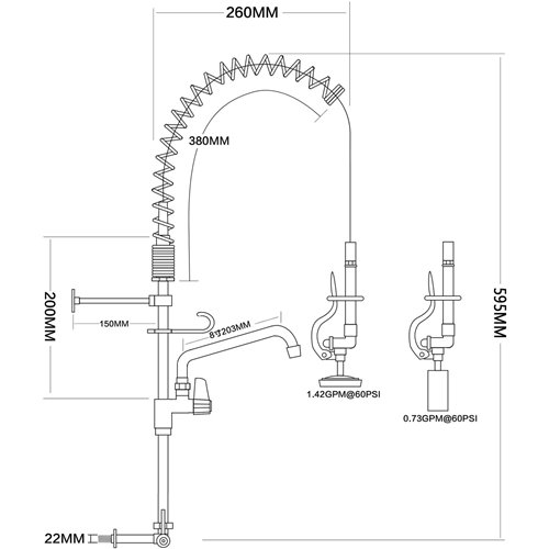 8&quot Desk Mount Mixing Faucet with 8&quot Riser &amp 18&quot Flexible Hose &amp 8&quot Swing Nozzle Hose Chrome Plated Brass |