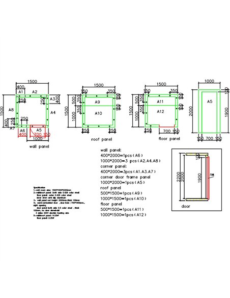 Cold Room Panels 1500x1500x2200mm | Stalwart DA-CFRPANEL151522