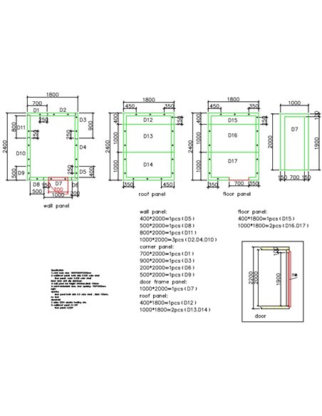 Cold Room Panels 1800x2400x2200mm | Stalwart DA-CFRPANEL182422