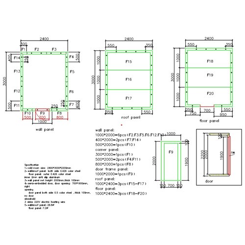 Cold Room Panels 2400x3000x2200mm | Stalwart DA-CFRPANEL243022