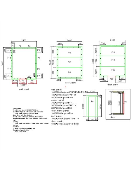 Cold Room Panels 2400x3000x2200mm | Stalwart DA-CFRPANEL243022