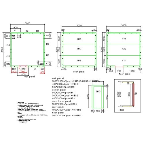 Cold Room Panels 3000x3000x2200mm | Stalwart DA-CFRPANEL303022