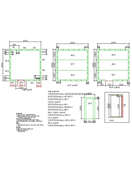 Cold Room Panels 3000x3000x2200mm | Stalwart DA-CFRPANEL303022