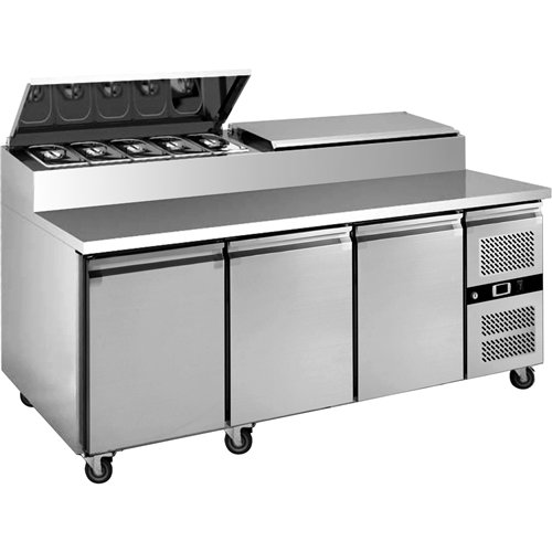 Commercial Saladette Counter Refrigerator 3-Door with Prep Top 417L Stainless Steel 1795x700x1085mm | Stalwart DA-BLUEINOX26