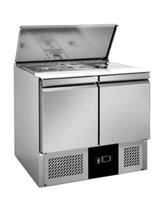 Commercial Saladette Counter Refrigerator 2-Door with Prep Top 240L Stainless Steel 900x700x850mm | Stalwart DA-BLUEINOX28
