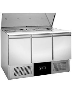 Commercial Saladette Counter Refrigerator 3-Door with Prep Top 368L Stainless Steel 1365x700x850mm | Stalwart DA-BLUEINOX30