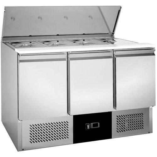 Commercial Saladette Counter Refrigerator 3-Door with Prep Top 368L Stainless Steel 1365x700x850mm | Stalwart DA-BLUEINOX30