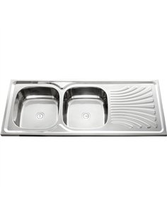 Double Bowl Stainless Steel Sink with Drainer 1200x500x180mm | Stalwart DA-YNG202