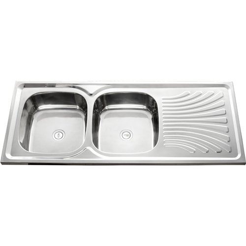 Double Bowl Stainless Steel Sink with Drainer 1200x500x180mm | Stalwart DA-YNG202
