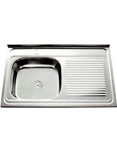 Stainless Steel Sink Single Bowl with Right Drainer 800x500x150mm | Stalwart DA-YNG214