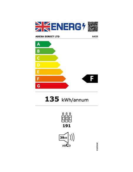 Commercial Wine Cooler 458 Litres 191 Bottles Glass Door 15 Shelves 598x701x1772mm| Stalwart DA-ZSA459
