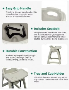 Sturdy Baby High Chair with Tray and Castors Stackable 540x611x740mm | Stwalwart DA-JGM1402 2