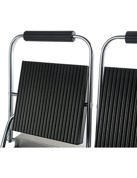 Heavy Duty Twin Panini Contact grill Ribbed 3.6kW Dual Zone | Stalwart DA-HEG813