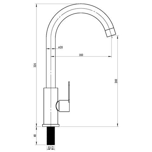 Single Lever Stainless Steel Kitchen Sink Mixer Tap High Spout 324mm | Stalwart DA-3045003