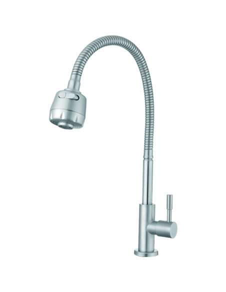 Commercial Sink Mixer Tap Flexible Spout with Spray Head Stainless Steel 324mm Height | Stalwart DA-3045016