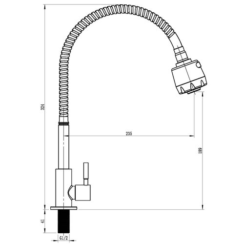 Commercial Sink Mixer Tap Flexible Spout with Spray Head Stainless Steel 324mm Height | Stalwart DA-3045016
