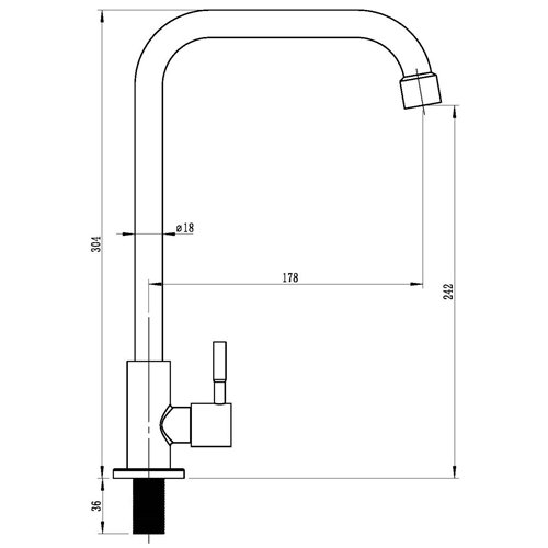 Single Lever Stainless Steel Kitchen Sink Mixer Tap Square Spout 304mm Height | Stalwart DA-3045017