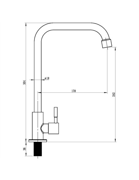 Single Lever Stainless Steel Kitchen Sink Mixer Tap Square Spout 304mm Height | Stalwart DA-3045017