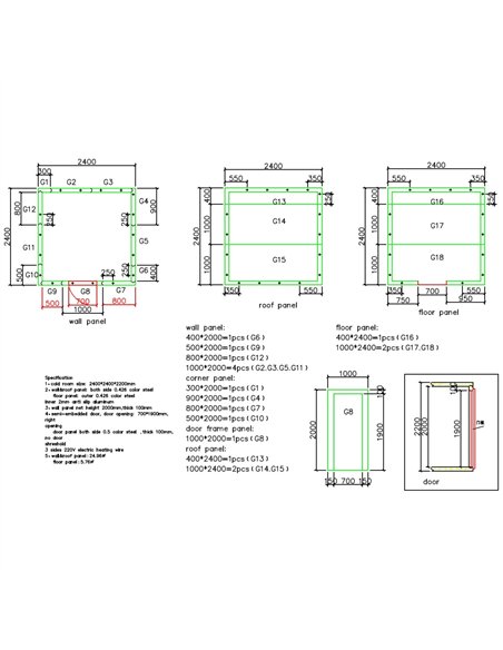 Freezer Room 2400×2400×2200mm with 1.5hp Wall-Mounted Monoblock Refrigeration Unit (Freezer, -25°C to +2°C) | Stalwart DA-FREEZE