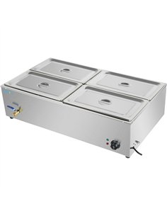 Commercial XL Bain Marie with Drain Tap 4xGN1/1 1100x700x280mm | Stalwart DA-HB4XL