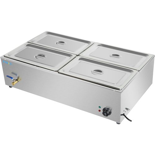 Commercial XL Bain Marie with Drain Tap 4xGN1/1 1100x700x280mm | Stalwart DA-HB4XL