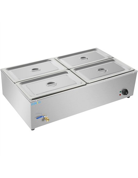 Commercial XL Bain Marie with Drain Tap 4xGN1/1 1100x700x280mm | Stalwart DA-HB4XL