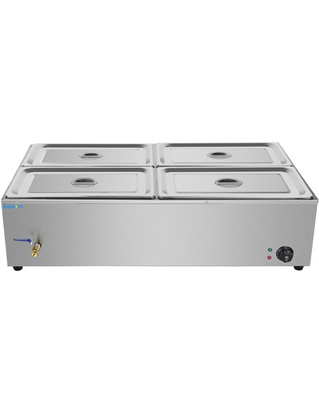 Commercial XL Bain Marie with Drain Tap 4xGN1/1 1100x700x280mm | Stalwart DA-HB4XL