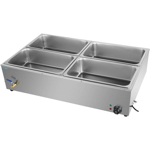 Commercial XL Bain Marie with Drain Tap 4xGN1/1 1100x700x280mm | Stalwart DA-HB4XL