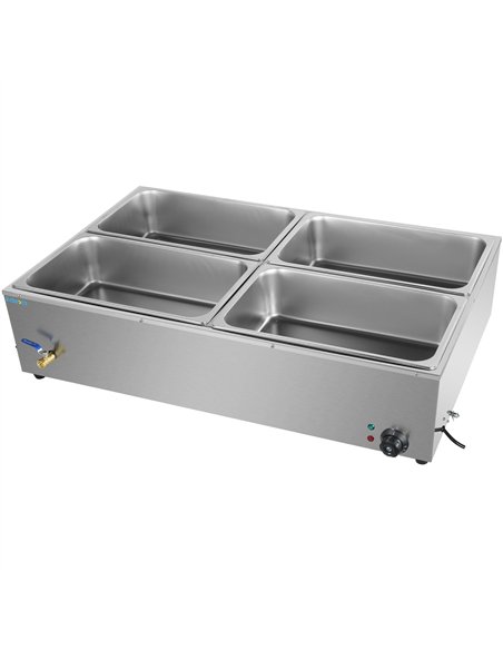 Commercial XL Bain Marie with Drain Tap 4xGN1/1 1100x700x280mm | Stalwart DA-HB4XL
