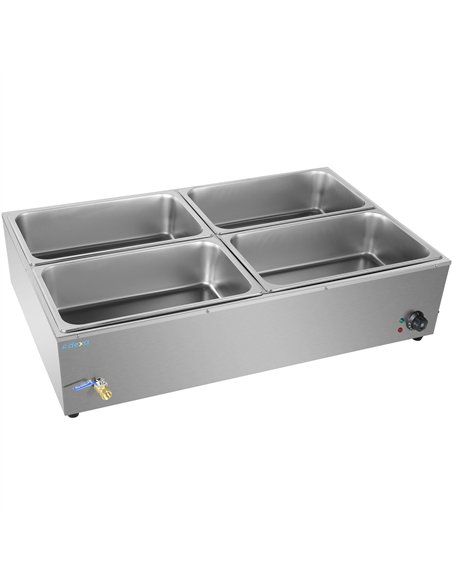 Commercial XL Bain Marie with Drain Tap 4xGN1/1 1100x700x280mm | Stalwart DA-HB4XL