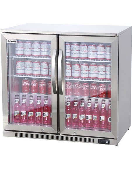 Commercial Back Bar Cooler 191 Litres 2 Hinged Glass Doors Stainless Steel 1000x650x960mm | Stalwart DA-BBC2HS