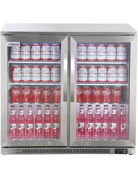 Commercial Back Bar Cooler 191 Litres 2 Hinged Glass Doors Stainless Steel 1000x650x960mm | Stalwart DA-BBC2HS