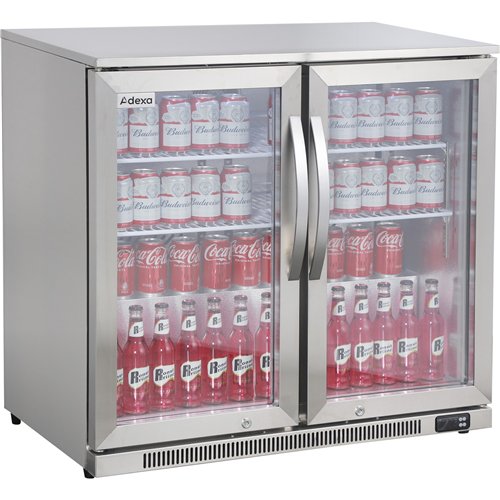 Commercial Back Bar Cooler 191 Litres 2 Hinged Glass Doors Stainless Steel 1000x650x960mm | Stalwart DA-BBC2HS