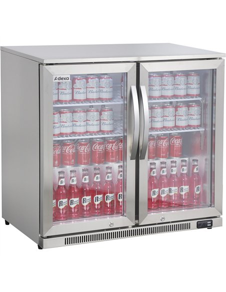 Commercial Back Bar Cooler 191 Litres 2 Hinged Glass Doors Stainless Steel 1000x650x960mm | Stalwart DA-BBC2HS