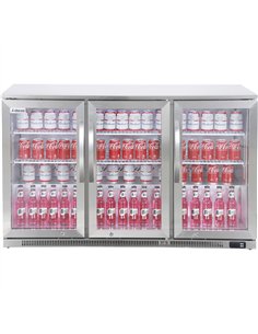 Commercial Back Bar Cooler 295 Litres 3 Hinged Glass Doors Stainless Steel 1440x650x960mm | Stalwart DA-BBC3HS 2