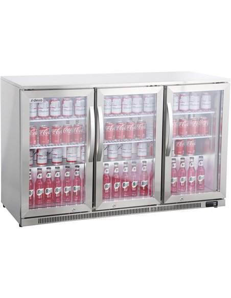 Commercial Back Bar Cooler 295 Litres 3 Hinged Glass Doors Stainless Steel 1440x650x960mm | Stalwart DA-BBC3HS