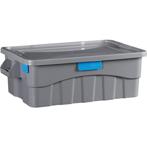 Heavy-Duty Storage Container Box with Lid Grey Polypropylene (PP) 710×420×227mm | Stalwart DA-GZFH402
