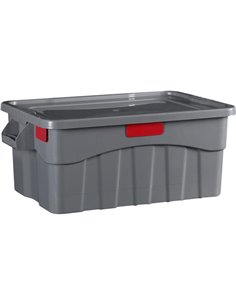 Heavy-Duty Storage Container Box with Lid Grey Polypropylene (PP) 710×420×280mm | Stalwart DA-GZFH404