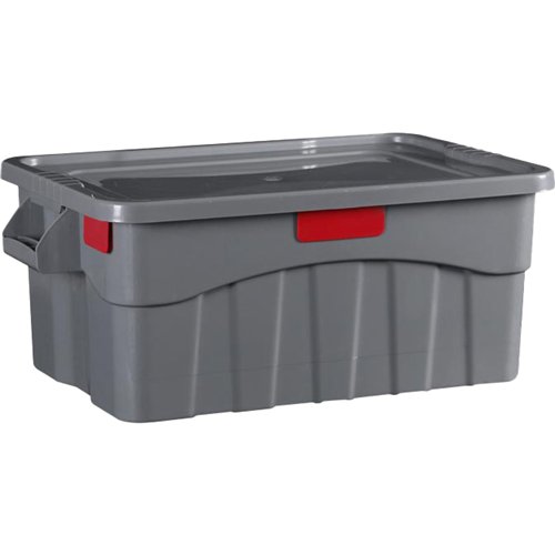 Heavy-Duty Storage Container Box with Lid Grey Polypropylene (PP) 710×420×280mm | Stalwart DA-GZFH404