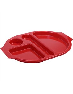 Compartment Fast Food Tray Red Polycarbonate (PC) 377x280x25mm | Stalwart DA-GZFH7160