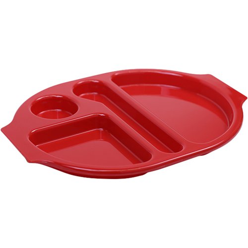 Compartment Fast Food Tray Red Polycarbonate (PC) 377x280x25mm | Stalwart DA-GZFH7160