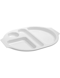 Compartment Fast Food Tray White Polycarbonate (PC) 377x280x25mm | Stalwart DA-GZFH7162