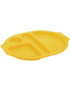 Compartment Fast Food Tray Yellow Polycarbonate (PC) 377x280x25mm | Stalwart DA-GZFH7164